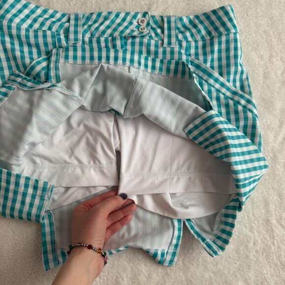 blue and white gingham sport skort - Picture 6 of 8
